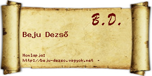 Beju Dezső névjegykártya